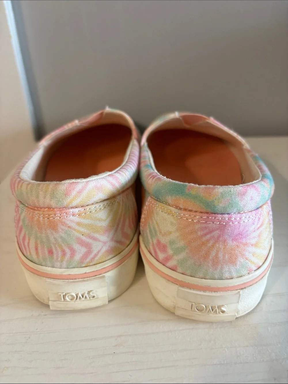 Toms Pastel Tie-Dye Slip-On Sneakers in Pink, Peach, Mint